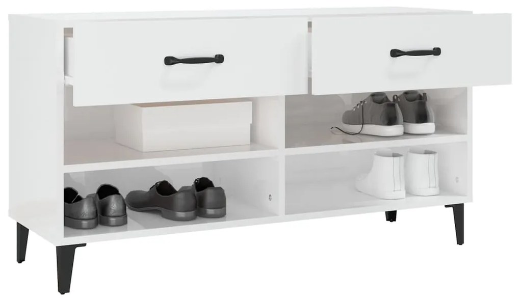 Sapateira 102x35x55 cm derivados de madeira branco brilhante