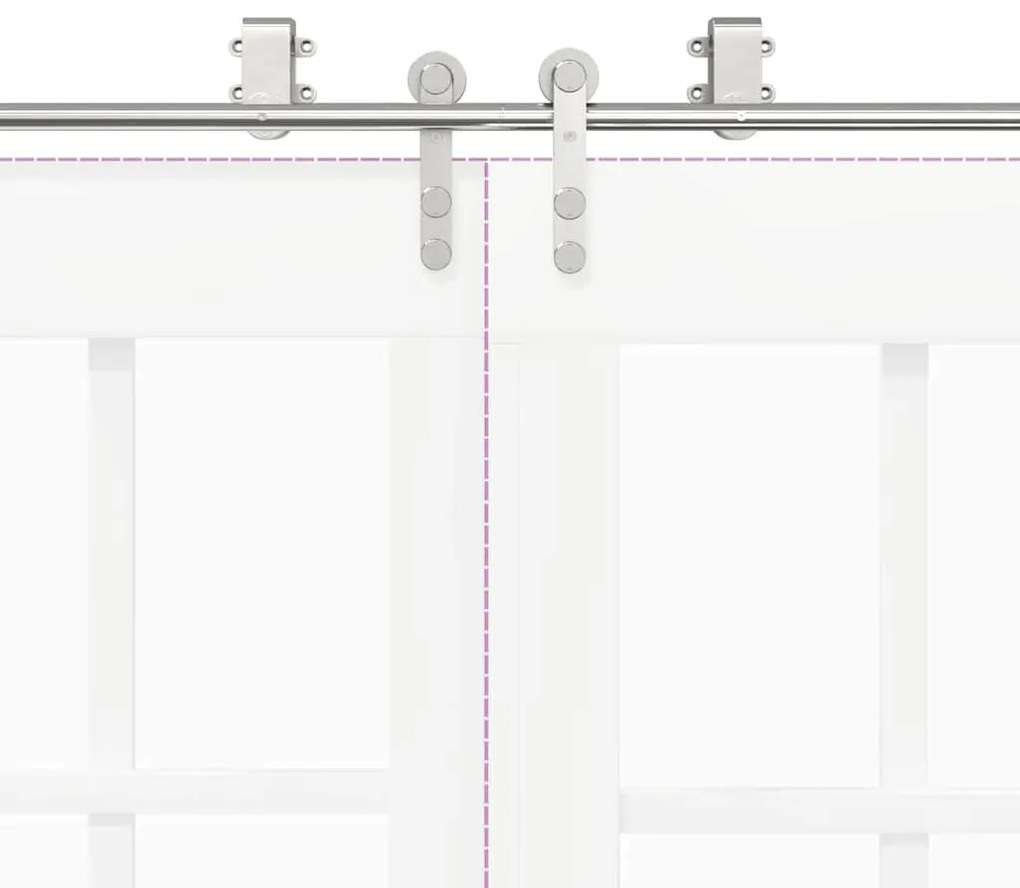 Kit ferragens p/ porta deslizante 400cm aço inoxidável prateado