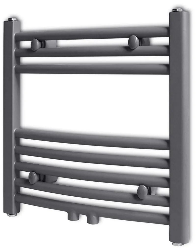 141896 vidaXL Aquecedor toalhas casa de banho curvo 480 x 480 mm cinzento