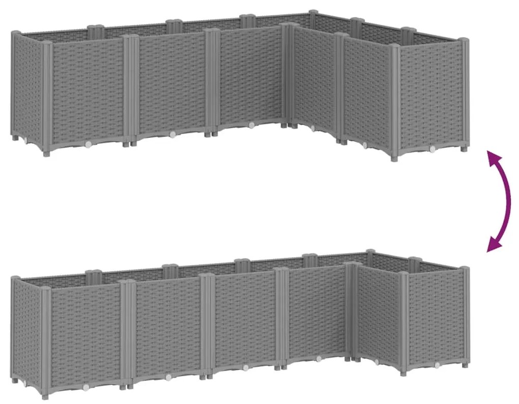 Vaso/floreira 160x120x53 cm PP cinzento-claro