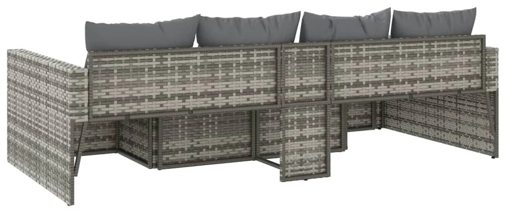 2 pcs conjunto lounge de jardim c/ almofadões vime PE cinzento