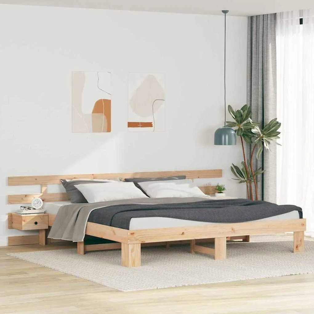 vidaXL Estrutura da Cama com gaveta Castanho Madeira de pinho maciça