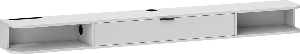 HOMCOM Móvel TV Suspenso, Móvel para Televisor até 190,5 cm, Gaveta Rebatível, 2 Prateleiras, 180x24x16cm, Branco | Aosom Portugal