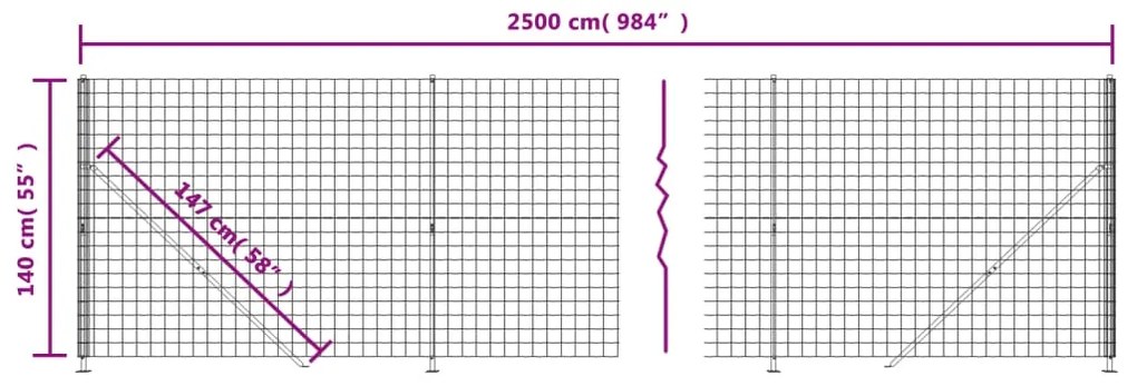 Cerca de malha de arame com flange 1,4x25 m antracite