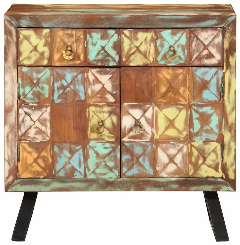 Armário gavetas 70x35x70 cm madeira recuperada maciça multicor