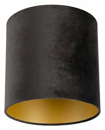 Abajur de veludo 25/25/25 preto - dourado