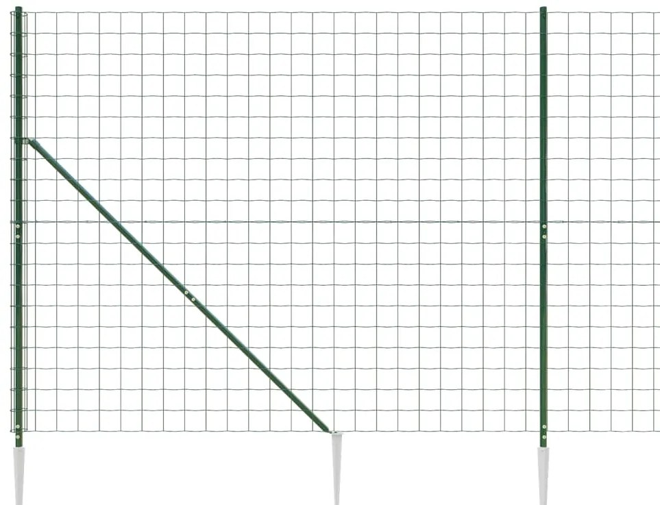 Cerca de malha de arame com estacas de fixação 1,4x25 m verde