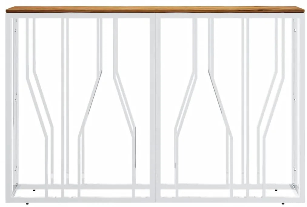 Mesa consola aço inoxidável/madeira de acácia maciça prateado