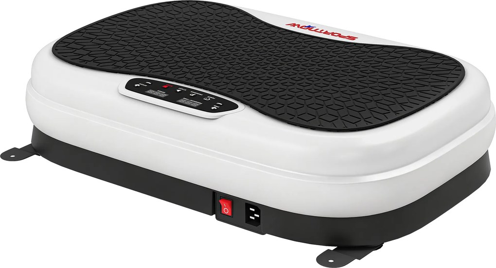 SPORTNOW Plataforma Vibratória 50 Velocidades 3 Programas com Ecrã LED com Controlo Remoto Bandas Elásticas 52x34x14 cm Preto e Branco | Aosom Portugal