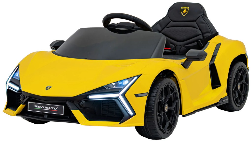 Carro elétrico para Crianças Lamborghini Revuelto 12V 4x4 Rodas Espuma EVA, Assento couro ecológico Amarelo