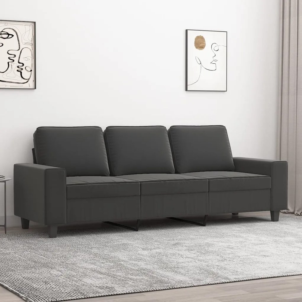 vidaXL Sofá de 3 lugares 180 cm tecido de microfibra cinzento-escuro