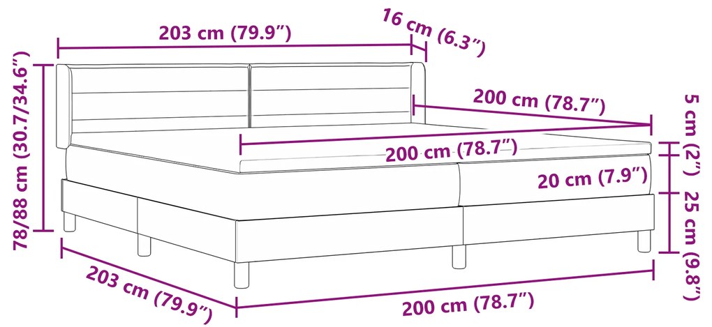 Cama Box Spring vidaXL com Colchão Taupe 200x200 cm Tecido