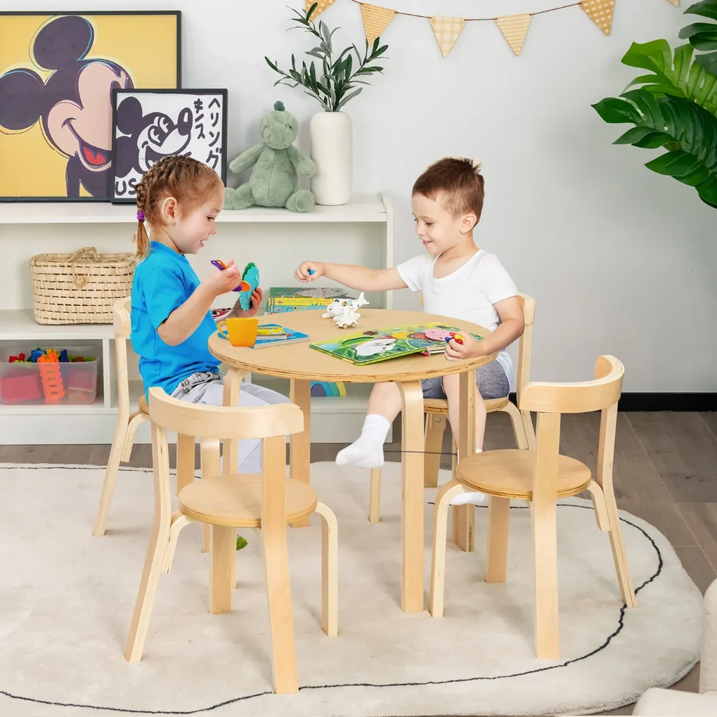 Conjunto de mesa e cadeira para crianças de 5 peças Mesa de actividades ...