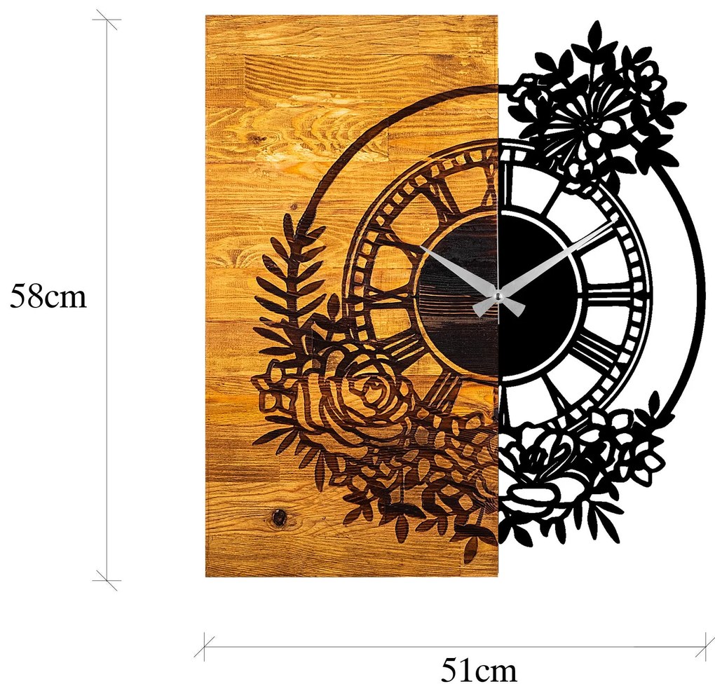 Relógio de Parede Decorativo Mas-014 – Nogueira e Preto – 58 x 3 x 51