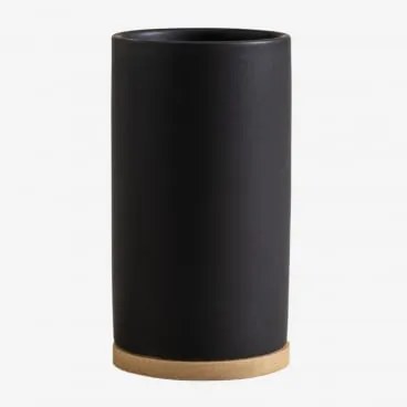 Porta-escovas Em Cerâmica E Bambu Elvan Preto - Sklum