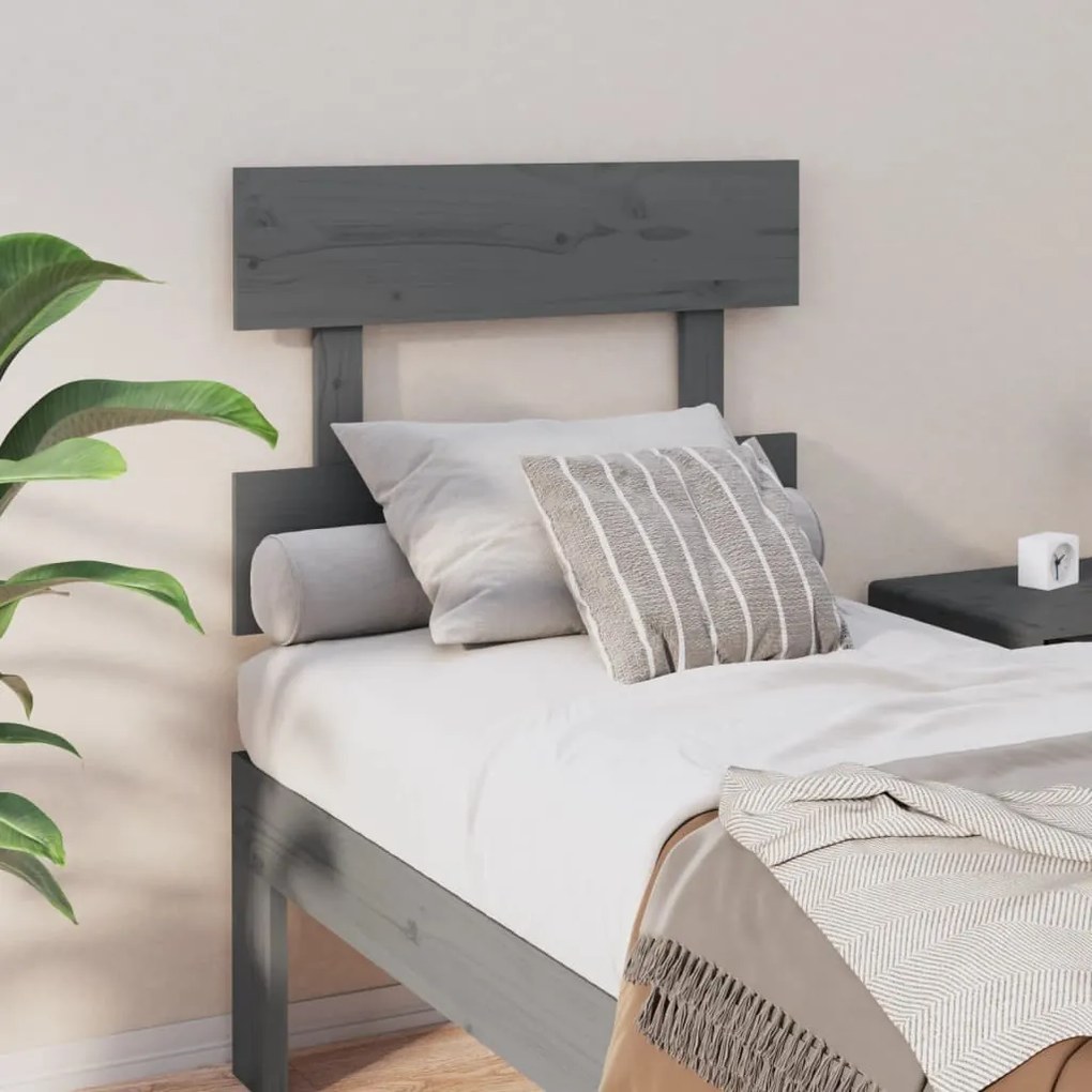vidaXL Cabeceira de cama 103,5x3x81 cm pinho maciço cinzento
