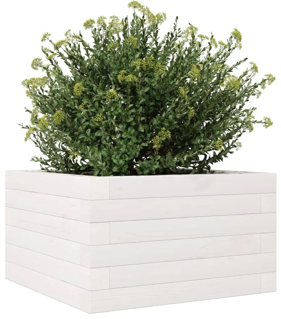 Vaso/floreira de jardim 40x40x23 cm madeira pinho maciça branco