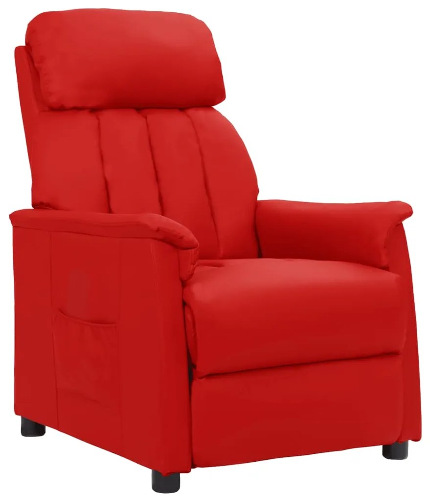 vidaXL Poltrona reclinável couro artificial vermelho tinto