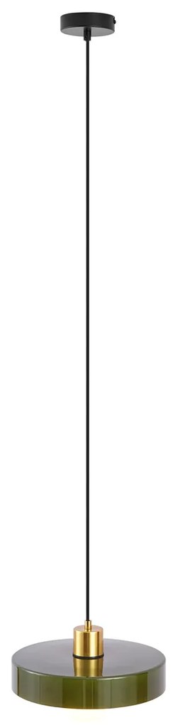 Candeeiro suspenso retro dourado com vidro verde - Jina