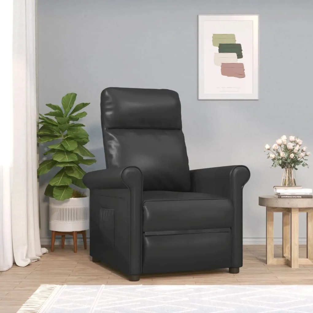 vidaXL Poltrona reclinável elétrica couro artificial preto