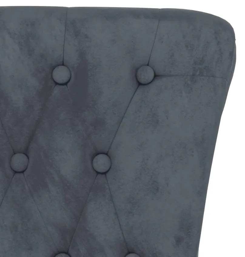 Cadeirão c/ encosto alto veludo cinzento-escuro design botões