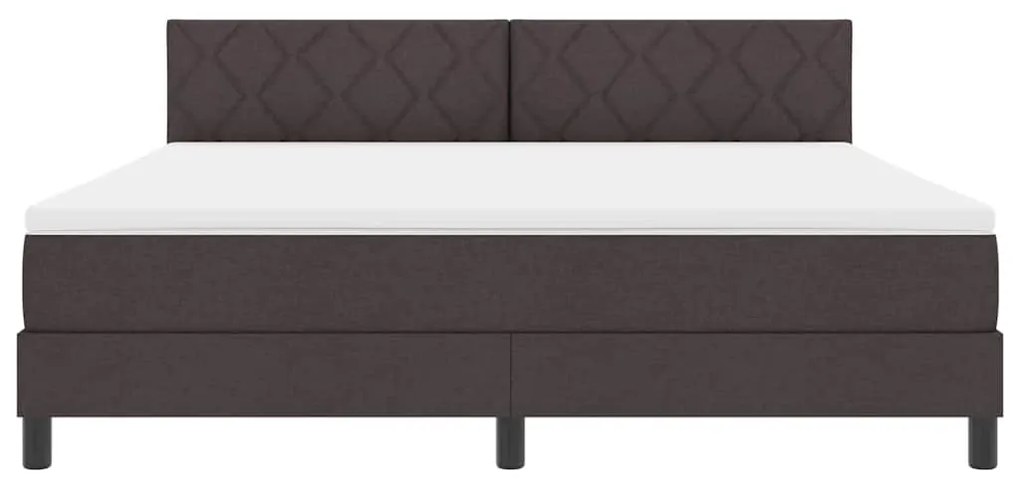 Cama Box com Colchão &amp; LED Marrom Escuro 180x200 cm Tecido