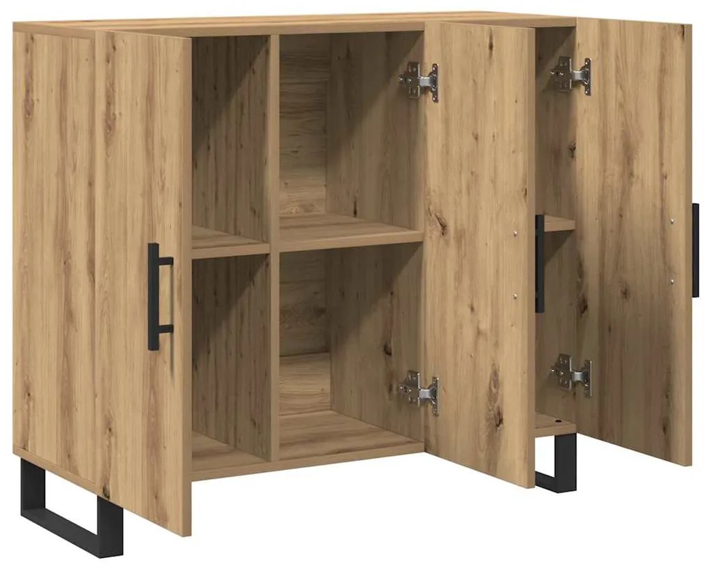 Sideboard vidaXL com 3 portas em Carvalho Artisan 90x34x80 cm em Madei