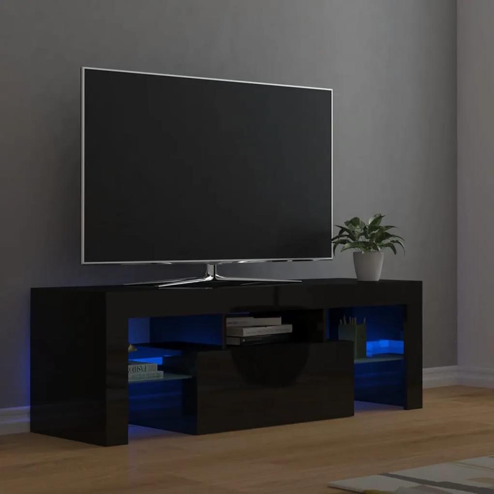 804353 vidaXL Móvel de TV com luzes LED 120x35x40 cm preto brilhante
