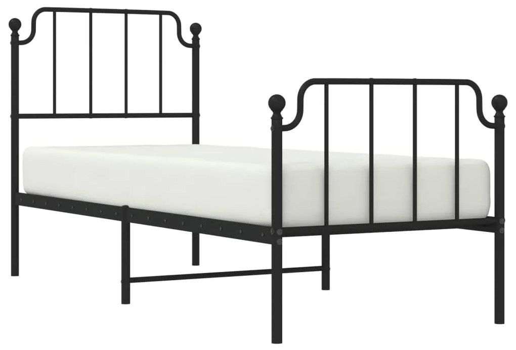 Estrutura de cama com cabeceira e pés 80x200 cm metal preto