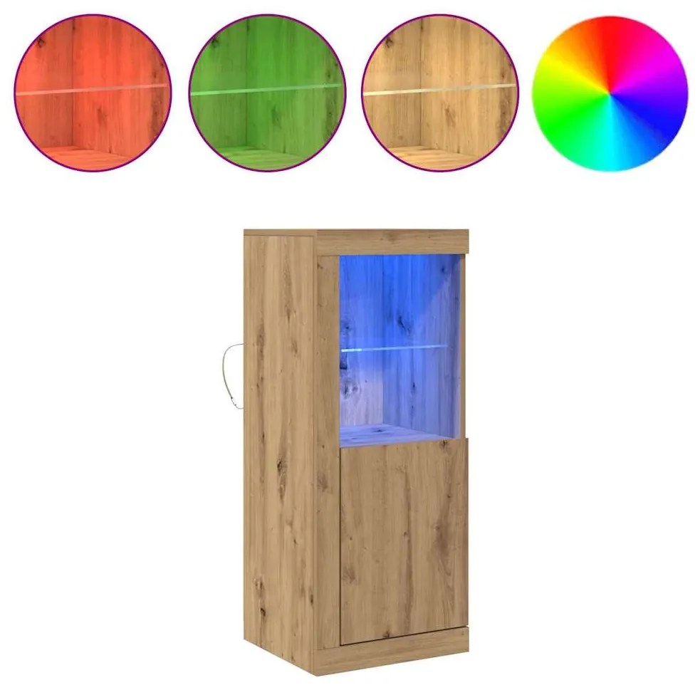 Sideboard vidaXL com Luzes LED Carvalho Artesanal 41x37x100 cm