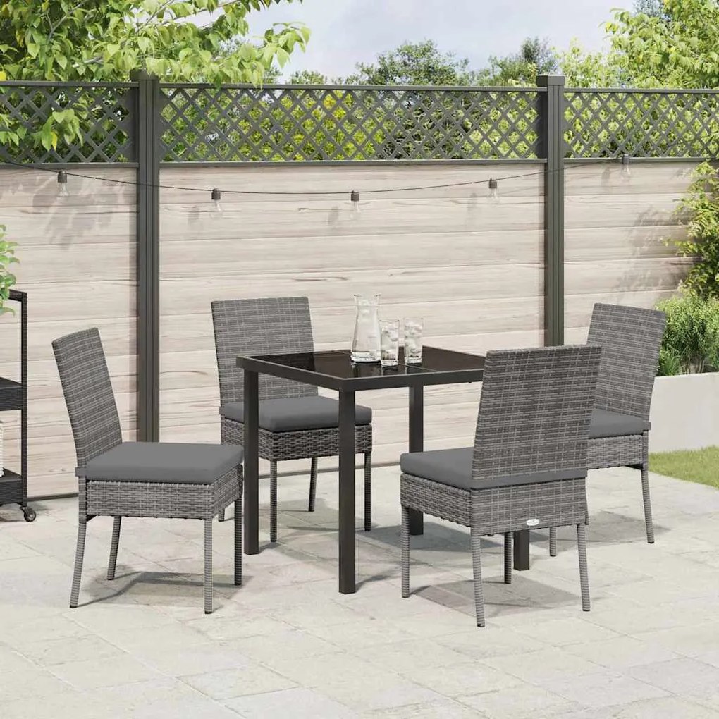 Conjunto de Jantar para Jardim com 5 Peças em Rattan Sintético Cinza