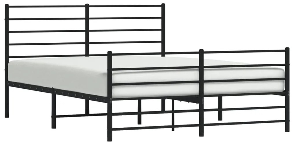 Estrutura de cama com cabeceira e pés 120x200 cm metal preto