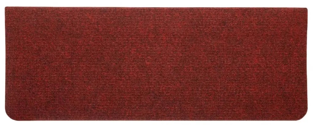 Tapetes de escada autoadesivos 15 pcs 65x24,5x3,5 cm vermelho