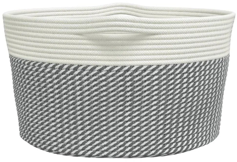 Cesto de arrumação Ø45x25 cm algodão cinzento e branco