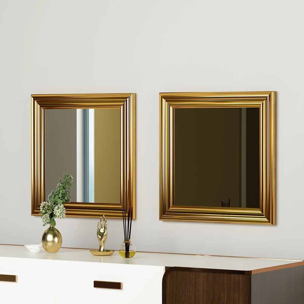 Conjunto de Espelhos Bale – Dourado – 40x40x3 cm