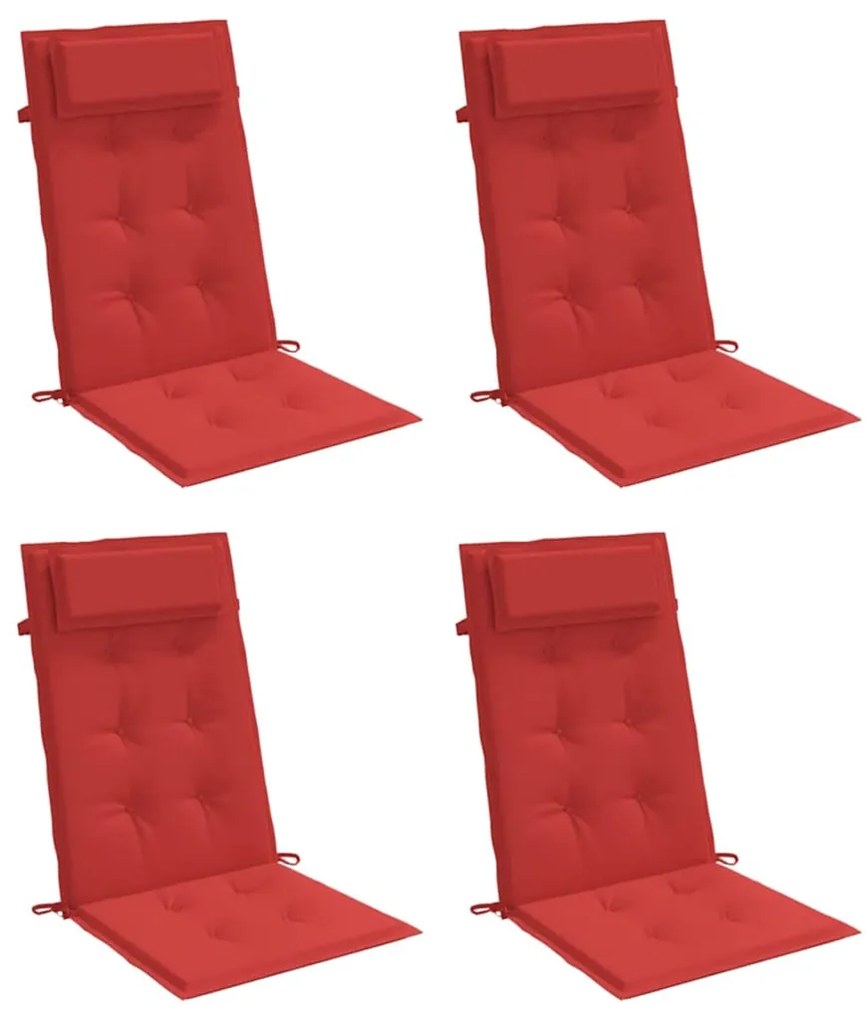 Almofadões p/ cadeira encosto alto 4 pcs tecido oxford vermelho