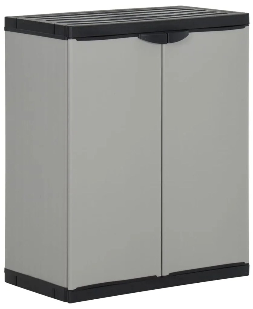 340987 vidaXL Armário de resíduos para jardim 68x40x85 cm PP cinzento e preto