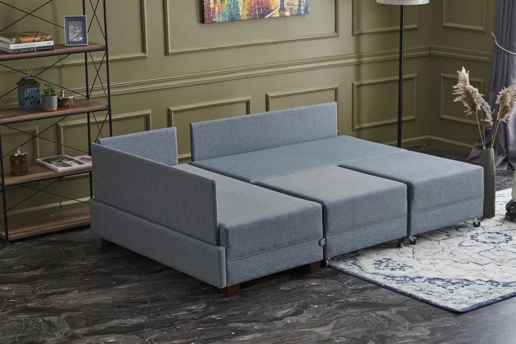 Sofá-cama de canto Fly – Azul – 210x70x280 cm