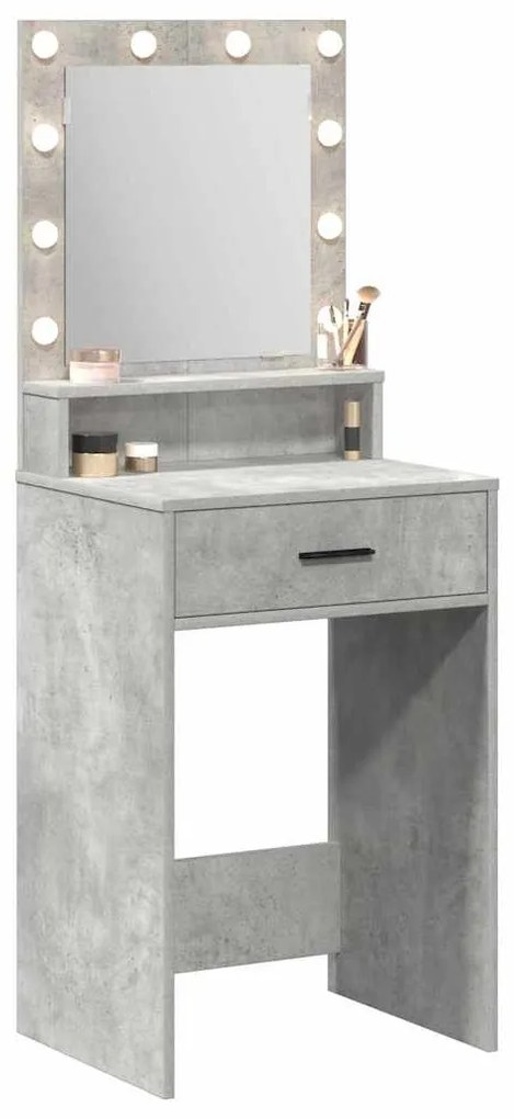 Mesa de Maquilhagem vidaXL com Luzes LED Cinza Concreto 50x41x135 cm