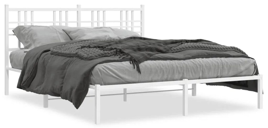 vidaXL Estrutura de cama com cabeceira 160x200 cm metal branco