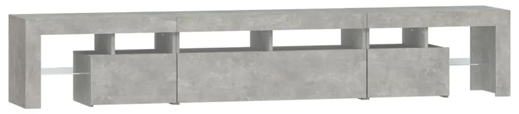 Móvel de TV com luzes LED 230x36,5x40 cm cinzento cimento