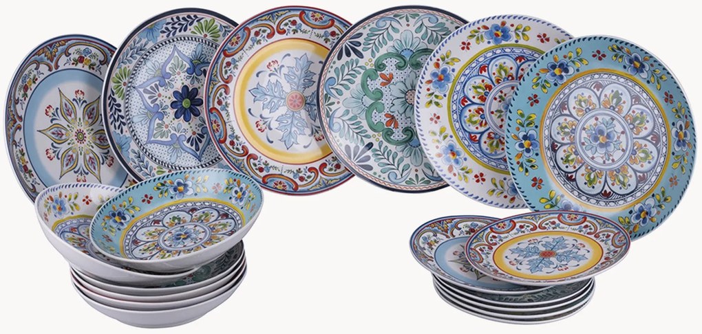 Conjunto de loiça em porcelana Andalusia, 6 pessoas, conjunto de 18
