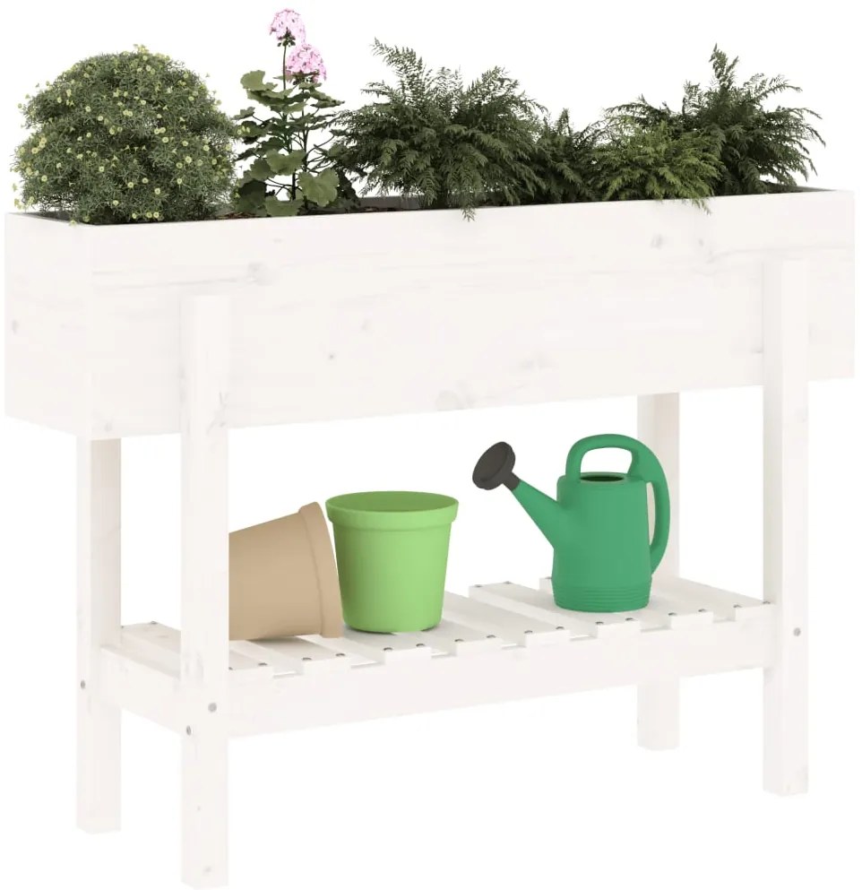 Canteiro elevado de jardim 101x30x69 cm pinho maciço branco