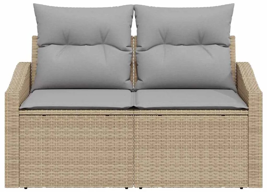 Sofá de Jardim 2 Lugares com Almofadas Bege em Rattan