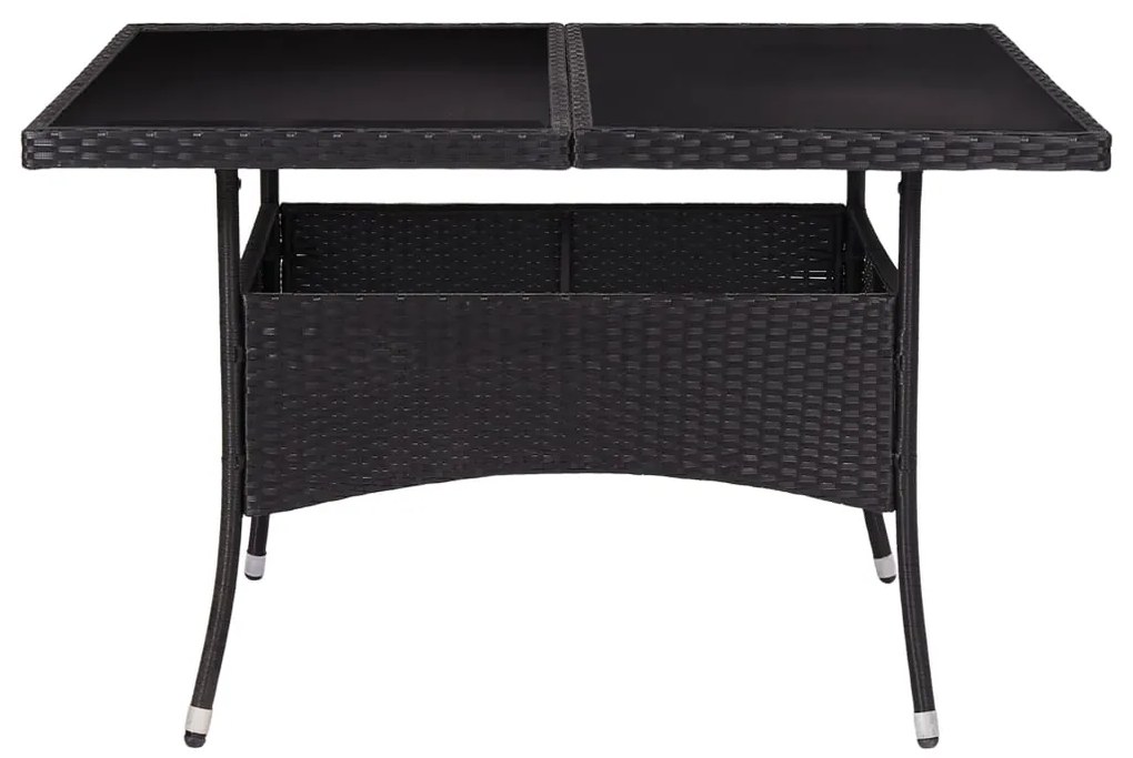 Mesa de jantar para exterior vime PE e vidro preto