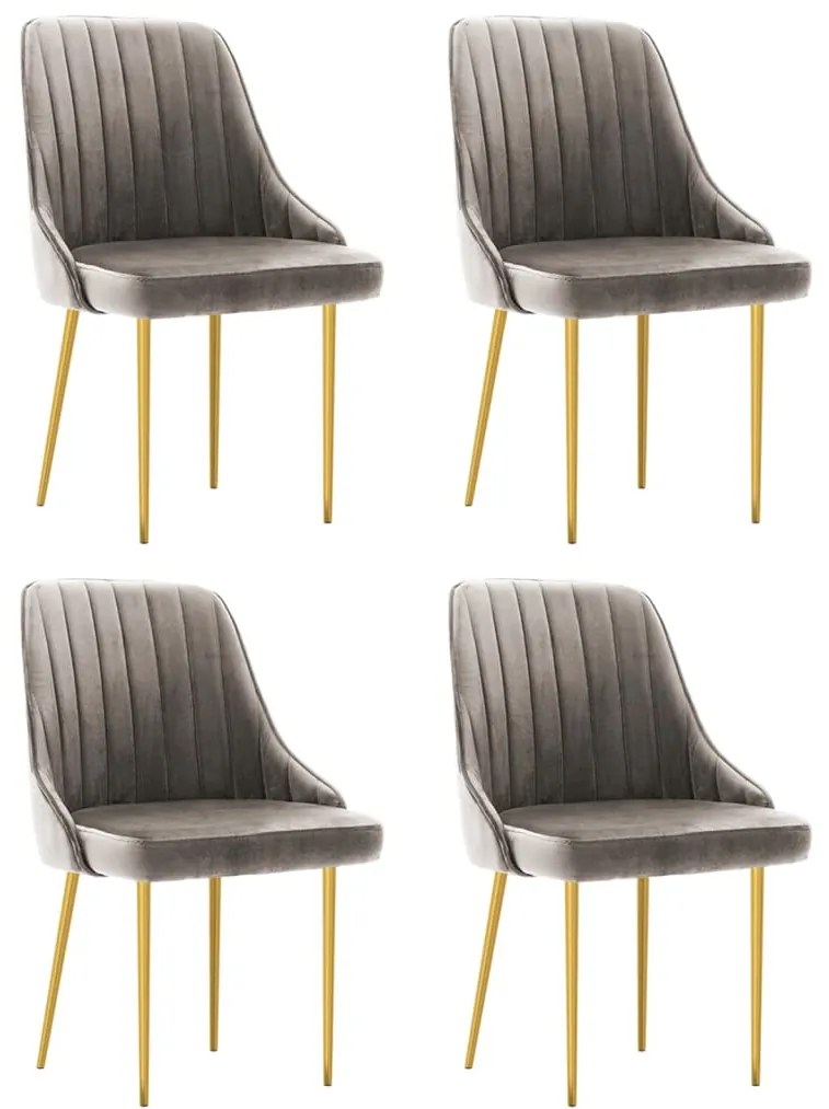 vidaXL Cadeiras de jantar 4 pcs veludo cinzento-claro