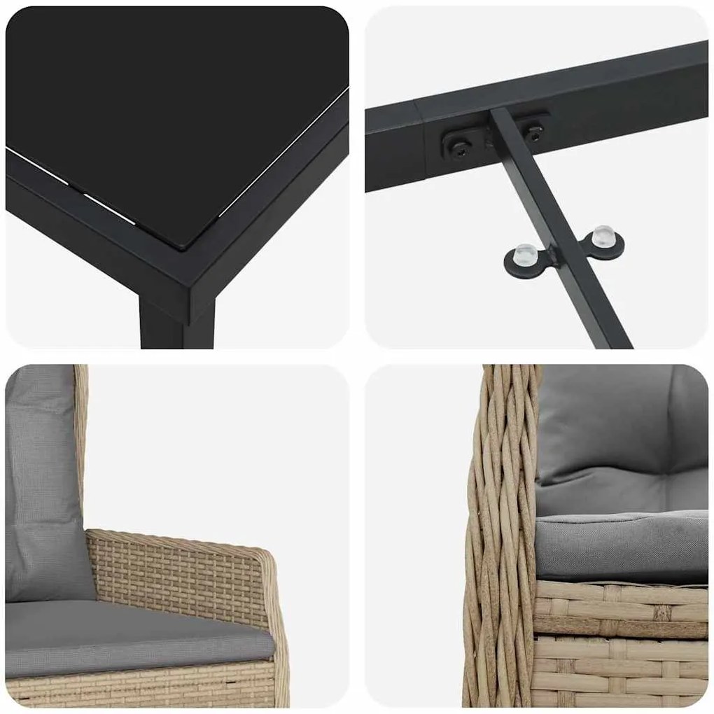 Conjunto de Jantar de Jardim 5 Peças Bege em Rattan Sintético