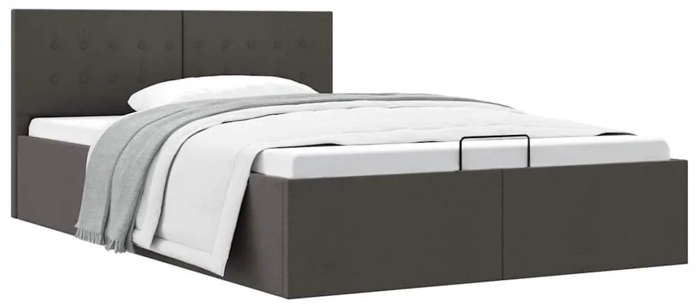 vidaXL Cama hidráulica c/ arrumação 120x200cm tecido cinza-escuro