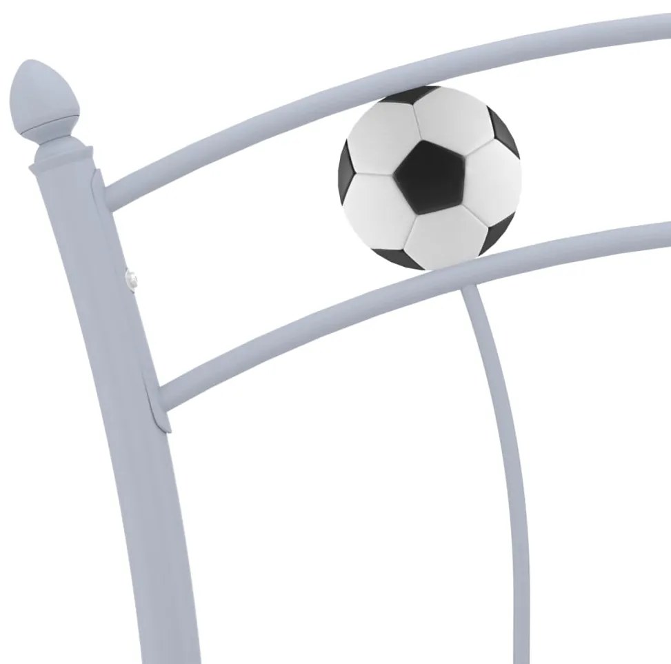 Estrutura de cama com design de futebol 90x200 cm metal cinza