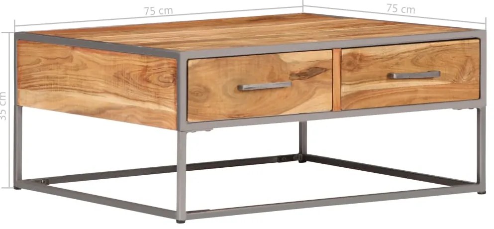 Mesa de centro 75x75x35 cm madeira de acácia maciça